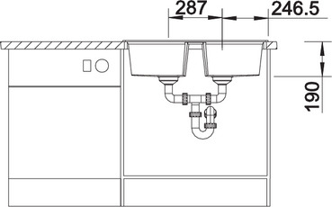 Схема встраивания 3 для мойки Blanco Lexa 8 кофе 515063