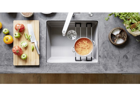 Мойка Blanco Etagon 500-U SILGRANIT PuraDur жемчужный клапан-автомат InFino 522230 фото 5