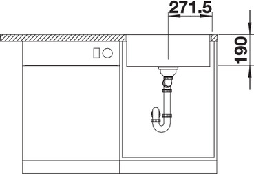 Схема встраивания 3 для мойки Blanco SUBLINE 500-IF/A белый клапан-автомат InFino 524112