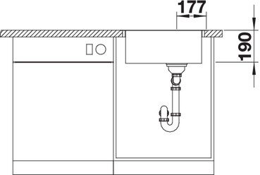 Схема встраивания 3 для мойки Blanco ARTAGO 6-IF/A белый клапан-автомат InFino 521767