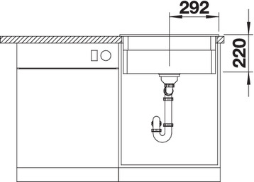 Схема встраивания 3 для мойки Blanco ETAGON 6 PuraPlus глянцевая магнолия клапан-автомат InFino 525157