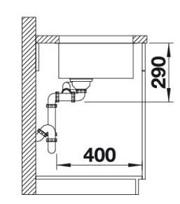 Схема встраивания 2 для мойки Blanco Andano 500/180-U нержавеющая сталь полированная чаша справа 520827