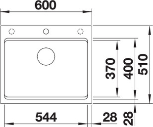 Схема встраивания 1 для мойки Blanco Etagon 6 жасмин клапан-автомат InFino 524544