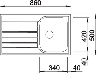 Схема встраивания 1 для мойки Blanco Livit 45 S Salto нержавеющая сталь полированная 514786