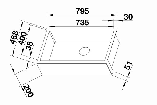 Схема встраивания 1 для мойки Blanco CRONOS XL 8-IF нержавеющая сталь полированная клапан-автомат InFino 523381
