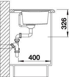 Схема встраивания 2 для мойки Blanco ZENAR XL 6S-F жасмин чаша слева 523913