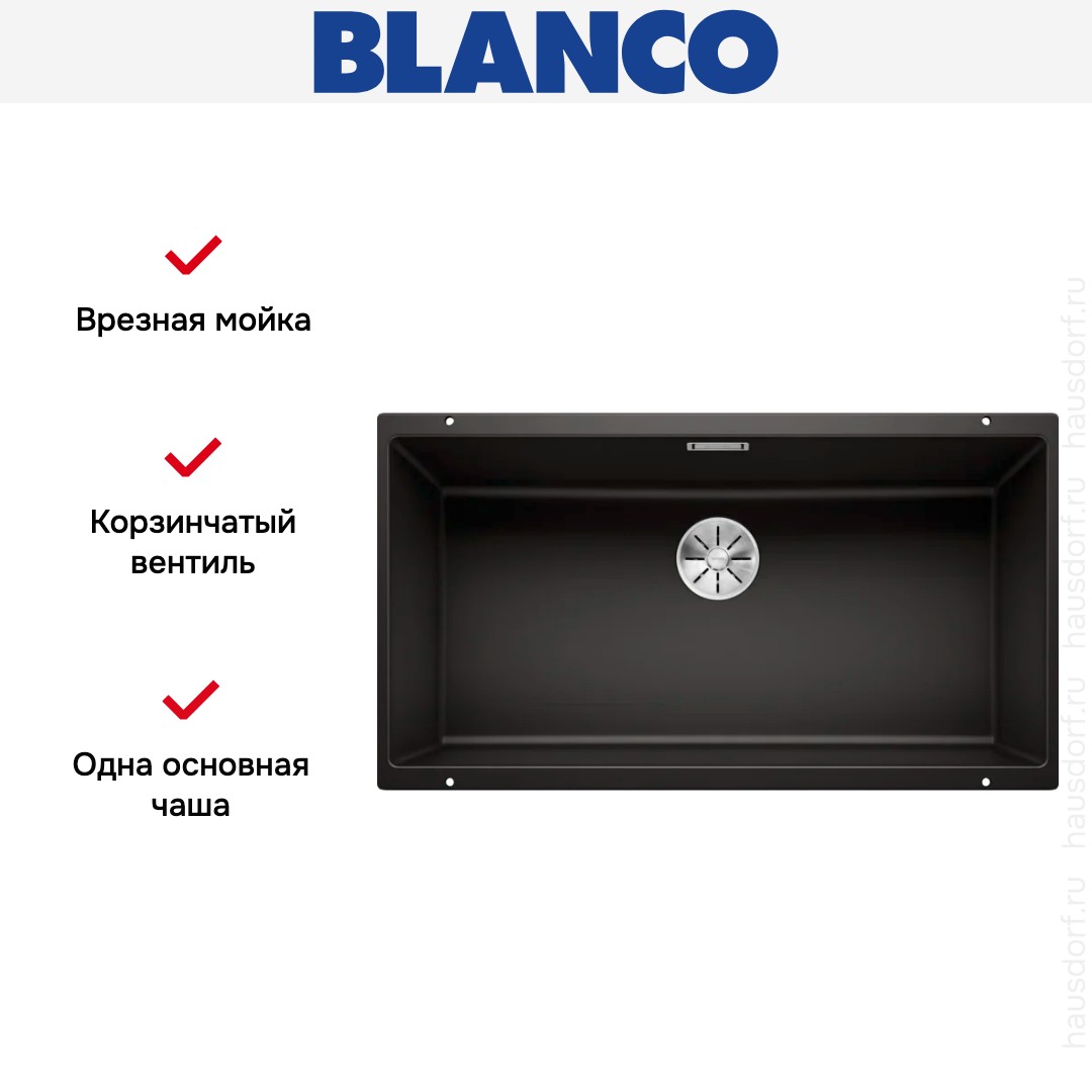 Мойка BLANCO SUBLINE 800-U Silgranit черный 526005 фото 3 Мойка BLANCO SUBLINE 800-U Silgranit черный 526005 фото 3