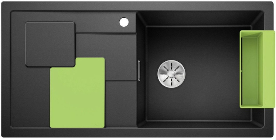 Мойка Бланко SITY XL 6 S kiwi антрацит чаша справа клапан-автомат InFino 525060 фото 1 Мойка Blanco SITY XL 6 S kiwi антрацит чаша справа клапан-автомат InFino 525060 фото 1