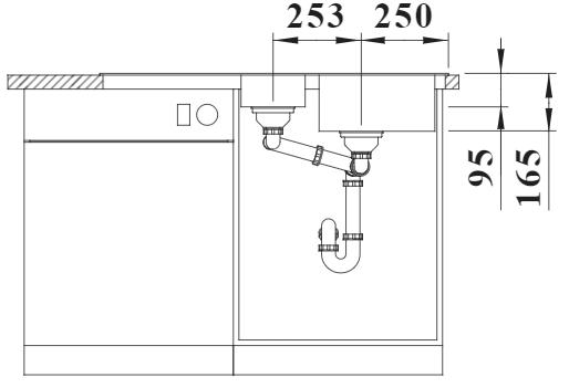 Схема встраивания 2 для мойки Blanco Livit II 6 S нержавеющая сталь полированная 526623
