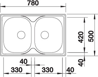 Схема встраивания 1 для мойки Blanco Tipo 8 Compact нержавеющая сталь матовая 513459