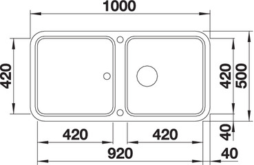 Схема встраивания 1 для мойки Blanco Yova XL 6S SILGRANIT серый бежевый клапан-автомат InFino 523602