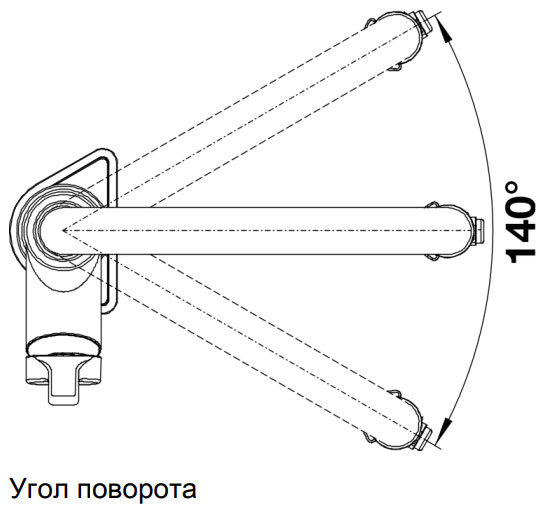 Схема встраивания 3 для смесителя Blanco SOLENTA-S Senso Рычаг управления справа хром 522406