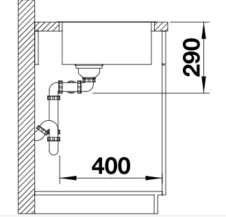 Схема встраивания 4 для мойки Blanco Andano 400/400-IF нержавеющая сталь клапан-автомат InFino 522985