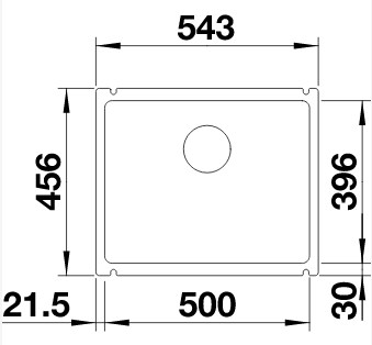 Схема встраивания 1 для мойки Blanco SUBLINE 500-U черный клапан-автомат InFino 523740
