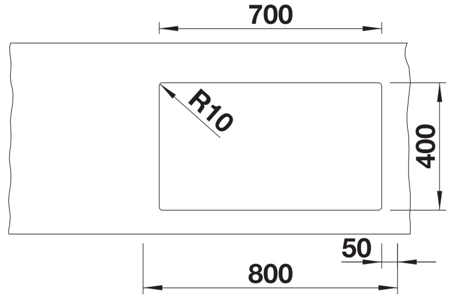 Схема встраивания 3 для мойки BLANCO SUBLINE 700-U Level Silgranit мягкий белый чаша слева клапан-автомат InFino 527172