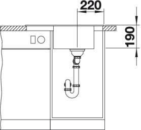 Схема встраивания 3 для мойки Blanco Elon 45S жемчужный клапан-автомат InFino 524817