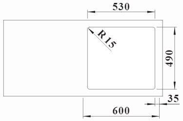 Схема встраивания 2 для мойки Blanco Solis 500-IF/A нержавеющая сталь полированная клапан-автомат InFino 526124