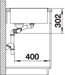 Схема встраивания 3 для мойки Blanco AXIA III 6 S жасмин чаша справа клапан-автомат InFino 523478
