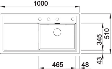 Схема встраивания 1 для мойки Blanco ZENAR XL 6 серый бежевый чаша справа клапан-автомат InFino 523951