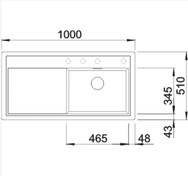 Схема встраивания 1 для мойки Blanco ZENAR XL 6 S жасмин чаша справа клапан-автомат InFino 523969