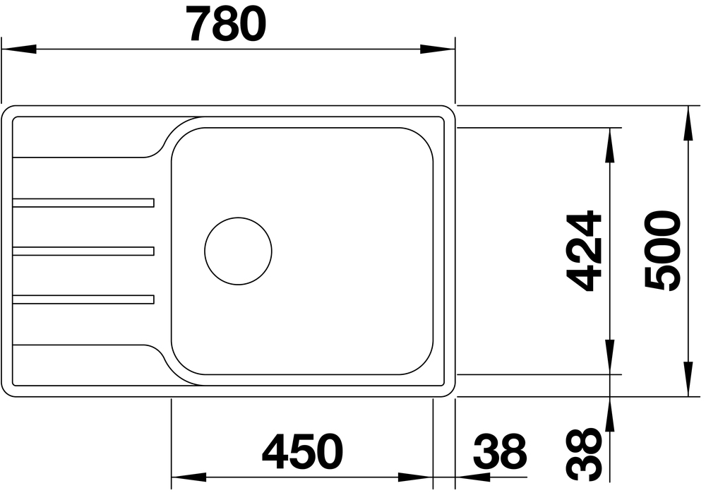Схема встраивания 1 для мойки Blanco LEMIS XL 6 S-IF нержавеющая сталь полированная 525111