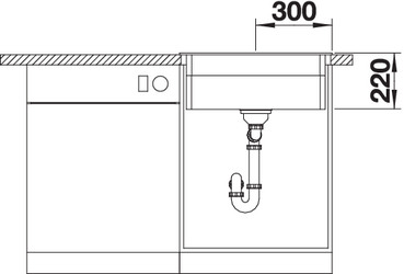 Схема встраивания 3 для мойки Blanco Etagon 6 бетон клапан-автомат InFino 525300