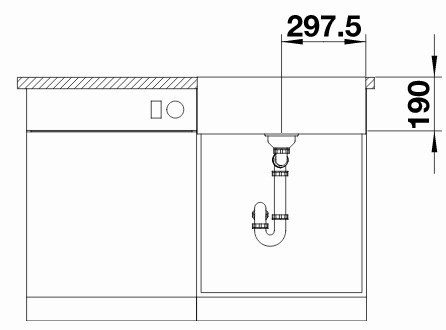 Схема встраивания 3 для мойки Blanco CRONOS XL 6-IF нержавеющая сталь полированная клапан-автомат InFino 525025