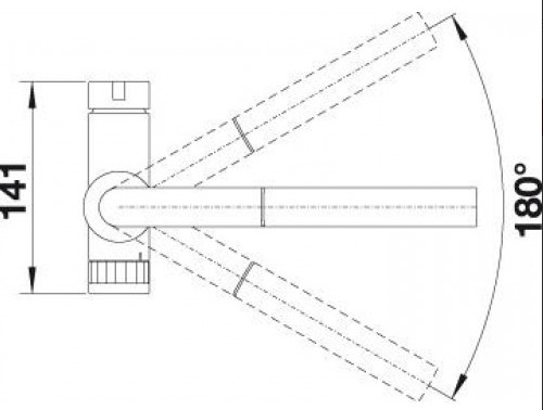 Схема встраивания 3 для смесителя Blanco EVOL-S Volume рычаг управления справа нержавеющая сталь 525211