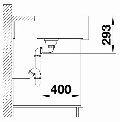 Схема встраивания 4 для мойки Blanco CRONOS XL 6-IF нержавеющая сталь полированная клапан-автомат InFino 525025