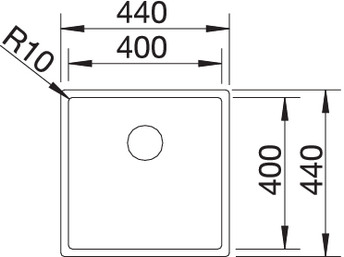 Схема встраивания для мойки Blanco Claron 400-IF Durinox® отводная арматура InFino® нержавеющая сталь полированная клапан-автомат InFino 523389