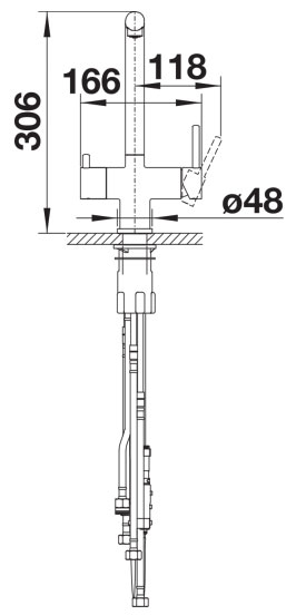 Схема встраивания 3 для смесителя Blanco FONTAS-S II UltraResist нержавеющая сталь 525199