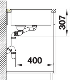 Схема встраивания 2 для мойки Blanco AXIA III 6 S-F жасмин чаша справа клапан-автомат InFino 523493