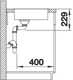 Схема встраивания 2 для мойки Blanco Andano 180-IF нержавеющая сталь полированная клапан-автомат InFino 522951