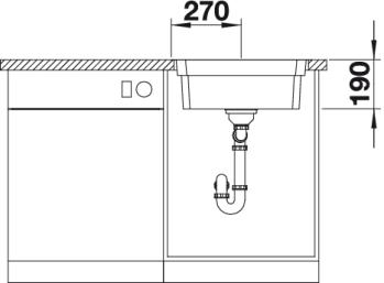 Схема встраивания 2 для мойки Blanco Etagon 500-IF нержавеющая сталь полированная клапан-автомат InFino 521840
