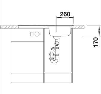 Схема встраивания 3 для мойки Blanco Livit 45 S Salto нержавеющая сталь полированная 514786