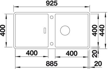 Схема встраивания 1 для мойки Blanco Jaron XL 6S нержавеющая сталь полированная 521666