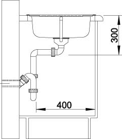 Схема встраивания 2 для мойки Blanco Tipo 45 S Mini нержавеющая сталь матовая 516524