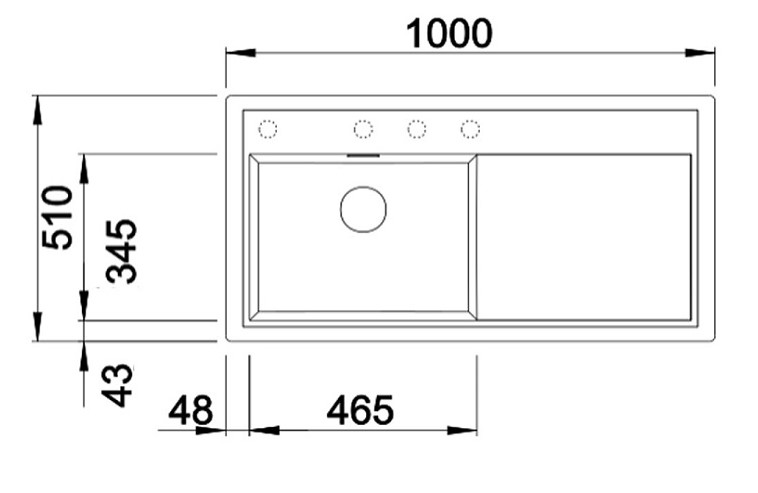 Схема встраивания 1 для мойки Blanco ZENAR XL 6 кофе чаша слева клапан-автомат InFino 523983