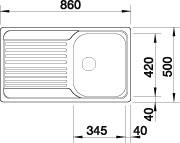 Схема встраивания 3 для мойки Blanco Tipo 45 S нержавеющая сталь матовая 511942