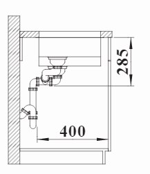 Схема встраивания 4 для мойки Blanco Solis 340/180-U нержавеющая сталь полированная чаша слева клапан-автомат InFino 526129