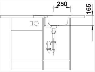 Схема встраивания 3 для мойки Blanco Tipo 45 S Mini нержавеющая сталь матовая 516524