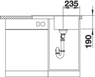 Схема встраивания 3 для мойки Blanco Zia 45 S Compact жемчужный 524724