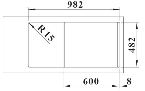 Схема встраивания 3 для мойки Blanco Livit II 6 S нержавеющая сталь полированная 526623