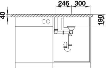 Схема встраивания 2 для мойки Blanco Jaron XL 6S нержавеющая сталь полированная 521666