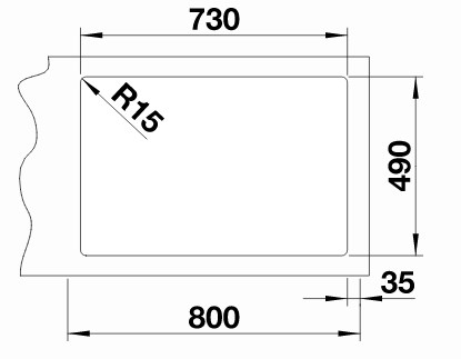 Схема встраивания 2 для мойки Blanco Andano 700-IF-A нержавеющая сталь полированная клапан-автомат InFino 525246