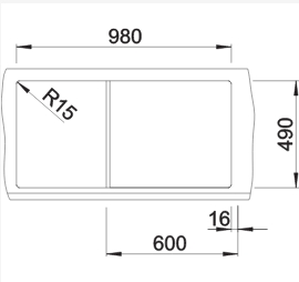 Схема встраивания 2 для мойки Blanco ZENAR XL 6 S алюметаллик чаша справа клапан-автомат InFino 523966