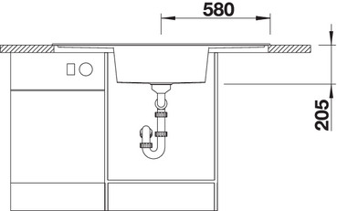 Схема встраивания 3 для мойки Blanco ALAROS 6S жемчужный клапан-автомат InFino 523627