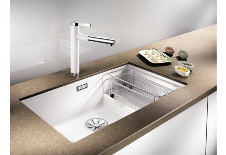 Мойка Blanco SUBLINE 700-U Level SILGRANIT темная скала чаша слева клапан-автомат InFino 523539 фото 7