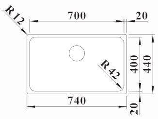 Схема встраивания 1 для мойки Blanco Solis 700-U нержавеющая сталь полированная клапан-автомат InFino 526125
