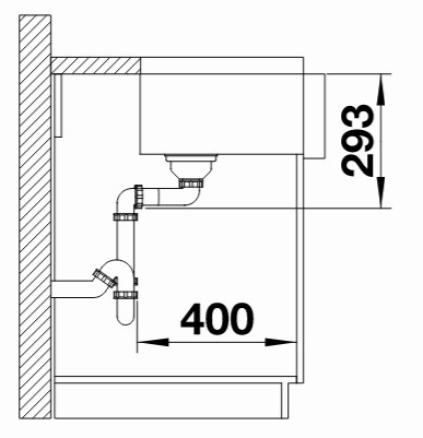 Схема встраивания 4 для мойки Blanco CRONOS XL 6-U нержавеющая сталь полированная клапан-автомат InFino 525024